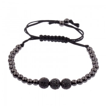 DOUVEI 2017 New Black Diy Design Pave CZ Ball Charm Bracelet Men Women Braided Macrame Copper Beads Jewelry Gift For Men Women