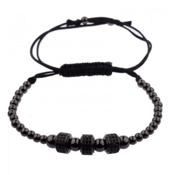 DOUVEI 2017 New Black Diy Design Pave CZ Ball Charm Bracelet Men Women Braided Macrame Copper Beads Jewelry Gift For Men Women