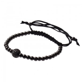 DOUVEI 2017 New Black Diy Design Pave CZ Ball Charm Bracelet Men Women Braided Macrame Copper Beads Jewelry Gift For Men Women