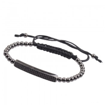 DOUVEI 2017 New Black Diy Design Pave CZ Ball Charm Bracelet Men Women Braided Macrame Copper Beads Jewelry Gift For Men Women