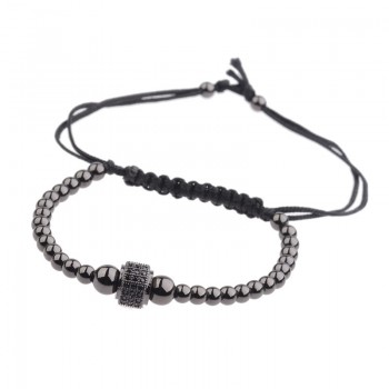 DOUVEI 2017 New Black Diy Design Pave CZ Ball Charm Bracelet Men Women Braided Macrame Copper Beads Jewelry Gift For Men Women