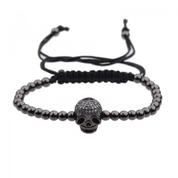 DOUVEI 2017 New Black Diy Design Pave CZ Ball Charm Bracelet Men Women Braided Macrame Copper Beads Jewelry Gift For Men Women