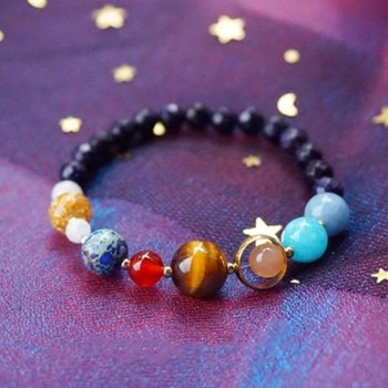 Universe galaxy the eight planets bracelet In the solar system guardian star natural stones beads braceletsamp;bangles men women