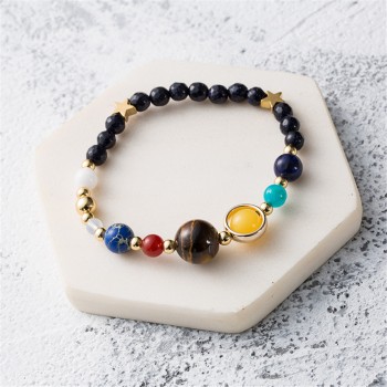Universe galaxy the eight planets bracelet In the solar system guardian star natural stones beads braceletsamp;bangles men women