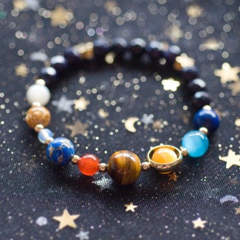 Universe galaxy the eight planets bracelet In the solar system guardian star natural stones beads braceletsamp;bangles men women
