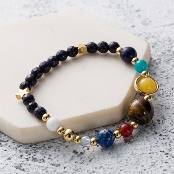 Universe galaxy the eight planets bracelet In the solar system guardian star natural stones beads braceletsamp;bangles men women