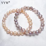9-10mm Freshwater 100% Natural Pearl Bracelet Pink Purple Pearls Women Bracelet Wedding Jewelry Gift 7.5inch Potato de perle