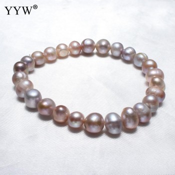 9-10mm Freshwater 100% Natural Pearl Bracelet Pink Purple Pearls Women Bracelet Wedding Jewelry Gift 7.5inch Potato de perle