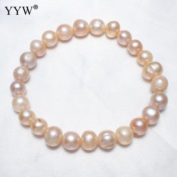 9-10mm Freshwater 100% Natural Pearl Bracelet Pink Purple Pearls Women Bracelet Wedding Jewelry Gift 7.5inch Potato de perle