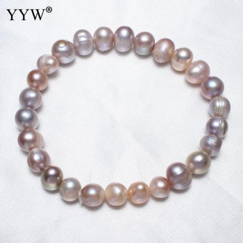 9-10mm Freshwater 100% Natural Pearl Bracelet Pink Purple Pearls Women Bracelet Wedding Jewelry Gift 7.5inch Potato de perle