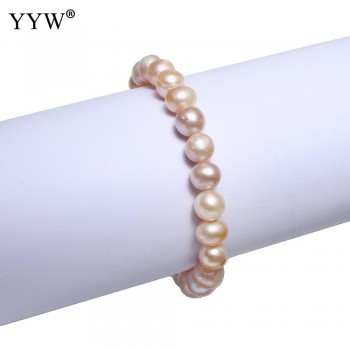 9-10mm Freshwater 100% Natural Pearl Bracelet Pink Purple Pearls Women Bracelet Wedding Jewelry Gift 7.5inch Potato de perle