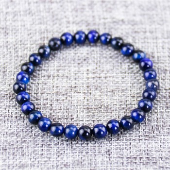 High Quality Blue Tiger Eye Buddha Bracelets Elasticity Rope Men Women Bracelet Natural Stone Round Beads Strand Bracelets