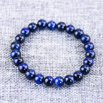 High Quality Blue Tiger Eye Buddha Bracelets Elasticity Rope Men Women Bracelet Natural Stone Round Beads Strand Bracelets
