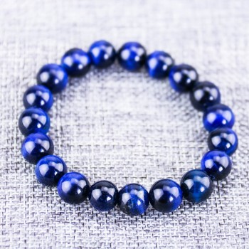 High Quality Blue Tiger Eye Buddha Bracelets Elasticity Rope Men Women Bracelet Natural Stone Round Beads Strand Bracelets
