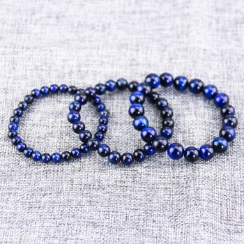 High Quality Blue Tiger Eye Buddha Bracelets Elasticity Rope Men Women Bracelet Natural Stone Round Beads Strand Bracelets