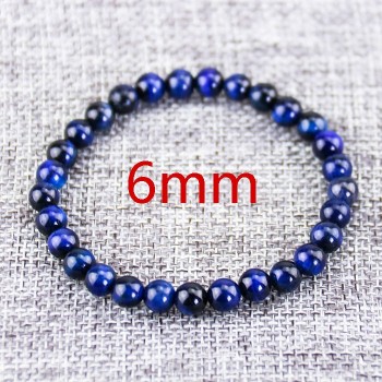 High Quality Blue Tiger Eye Buddha Bracelets Elasticity Rope Men Women Bracelet Natural Stone Round Beads Strand Bracelets