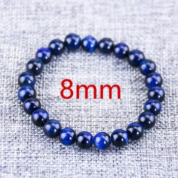 High Quality Blue Tiger Eye Buddha Bracelets Elasticity Rope Men Women Bracelet Natural Stone Round Beads Strand Bracelets