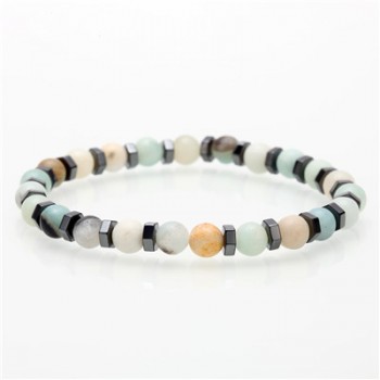 Mcllroy 6mm Natural Stone Bracelet/men/women fashion handmade beads bracelets male stainless steel accessories man jewelry homme