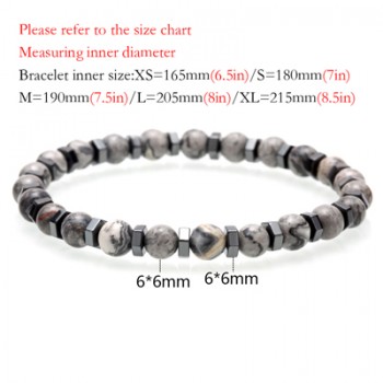 Mcllroy 6mm Natural Stone Bracelet/men/women fashion handmade beads bracelets male stainless steel accessories man jewelry homme