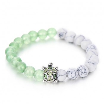 Summer Style Green Crystal Turtle Beads Bracelets Friendship Gifts Trendy Natural Stone Elastic Jewelry Strand Bracelet Hot Sale