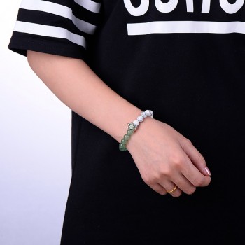 Summer Style Green Crystal Turtle Beads Bracelets Friendship Gifts Trendy Natural Stone Elastic Jewelry Strand Bracelet Hot Sale