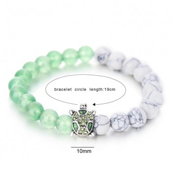 Summer Style Green Crystal Turtle Beads Bracelets Friendship Gifts Trendy Natural Stone Elastic Jewelry Strand Bracelet Hot Sale