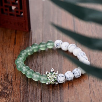 Summer Style Green Crystal Turtle Beads Bracelets Friendship Gifts Trendy Natural Stone Elastic Jewelry Strand Bracelet Hot Sale