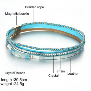 IF YOU Fashion Multilayer Leather Bracelet For Woman Female Charm Braided Crystal Bead Stone Bracelets Bangles Couples Jewelry