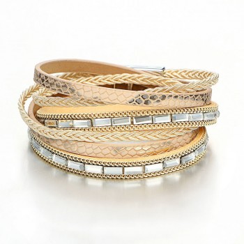 IF YOU Fashion Multilayer Leather Bracelet For Woman Female Charm Braided Crystal Bead Stone Bracelets Bangles Couples Jewelry