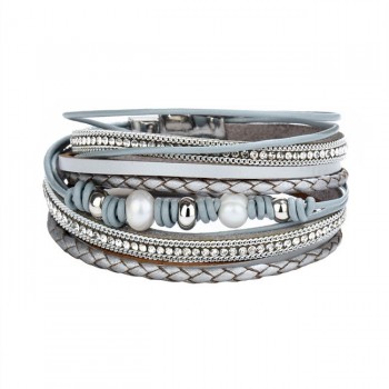 IF YOU Fashion Multilayer Leather Bracelet For Woman Female Charm Braided Crystal Bead Stone Bracelets Bangles Couples Jewelry