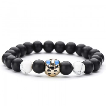 Trendy White Black Natural Stone Emoji Strand Bracelet amp; Bangle For Women Simple Adjustable Gold Color Face Bracelets Jewelry