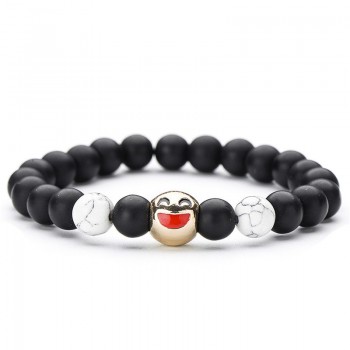 Trendy White Black Natural Stone Emoji Strand Bracelet amp; Bangle For Women Simple Adjustable Gold Color Face Bracelets Jewelry