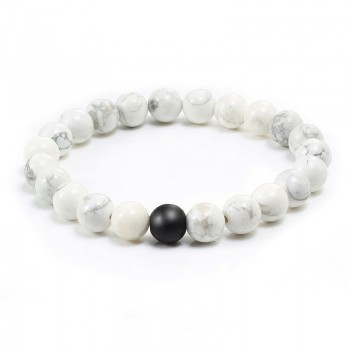 Fashion Black White Natural Stone Distance Beads Bracelet Charm Men Bracelets Boy Yoga Wristband Jewelry Gift For Women Lover
