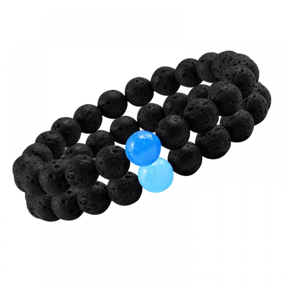 New 8MM Chalcedony Yoga Charm Strand Bracelet Men Black Lava Rock Volcanic Energy Stone Beads Buddha Bracelets for Women Jewelry