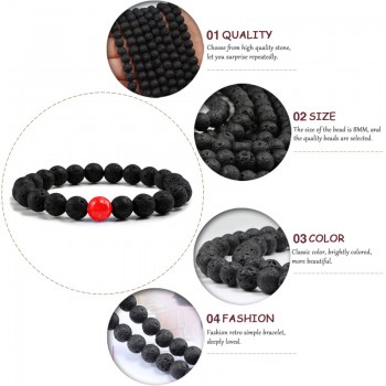 New 8MM Chalcedony Yoga Charm Strand Bracelet Men Black Lava Rock Volcanic Energy Stone Beads Buddha Bracelets for Women Jewelry