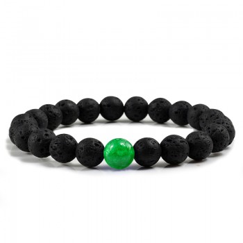 New 8MM Chalcedony Yoga Charm Strand Bracelet Men Black Lava Rock Volcanic Energy Stone Beads Buddha Bracelets for Women Jewelry