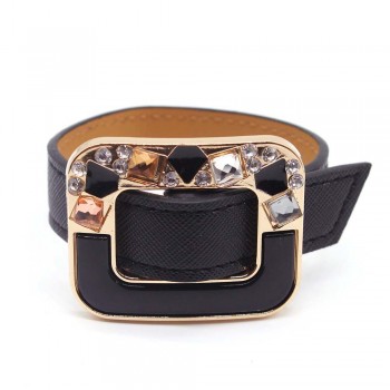 Damp;D European Fashion Punk Wide Double color Leather Bracelets amp; Bangles for Women Cuff Bracelet Statement Jewelry