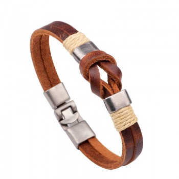ZORCVENS Retro Men Genuine Leather Bracelet Men Jewelry Accessories Male Leather Charm Bracelet