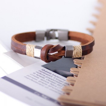 ZORCVENS Retro Men Genuine Leather Bracelet Men Jewelry Accessories Male Leather Charm Bracelet