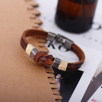ZORCVENS Retro Men Genuine Leather Bracelet Men Jewelry Accessories Male Leather Charm Bracelet