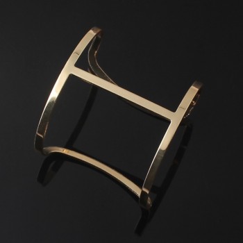 New  Punk Designer Gold Silver Color Alloy Simple Hollow Out Wide Abstract Cuff Bracelet Bangle Costume Jewelry For Women B407