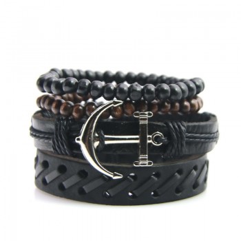 New Fashion Accessory Anchor Bead Adjustable Leather Bracelets amp; bangles for Women Multilayer Wristband Bracelet Men pulseira