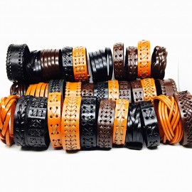 Wholesale 20pcs leather bracelet men cuff Genuine wristband women unisex Black Brown handmade braid Wide Fashion bangle jewelry