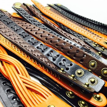 Wholesale 20pcs leather bracelet men cuff Genuine wristband women unisex Black Brown handmade braid Wide Fashion bangle jewelry