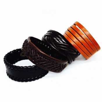 Wholesale 20pcs leather bracelet men cuff Genuine wristband women unisex Black Brown handmade braid Wide Fashion bangle jewelry