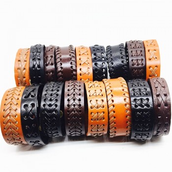 Wholesale 20pcs leather bracelet men cuff Genuine wristband women unisex Black Brown handmade braid Wide Fashion bangle jewelry