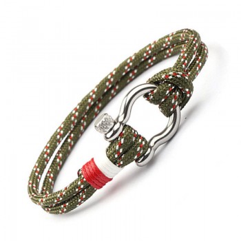 2017 Navy Style Sport Camping Parachute Cord Survival Bracelet Men Stainless Steel Shackle Buckle Jewelry pulseira masculina