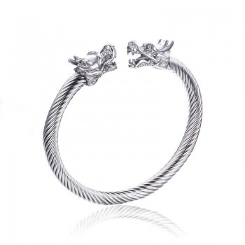 Vnox Rock Punk Double Dragon Heads Cuff Bracelets Bangles for Men Stainless Steel Twisted WIA Viking pulsera Accessories