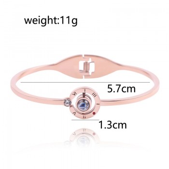 Charm 100 Languages I LOVE YOU Memory Bracelet Rose Gold Creative Projection Jewelry Accessories Christmas Gifts for Girls Women