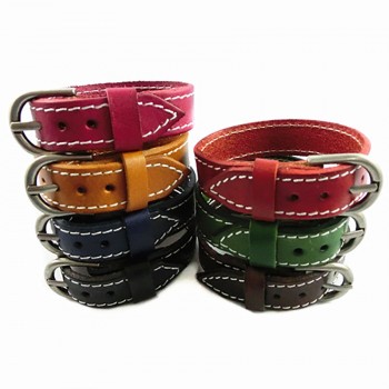 Seanuo 26CM Unisex Men Leather Belt Bracelets amp; Bangles Adjustable Women Real Leather Wrist cuff Buckle Bracelet Punk Jewelry